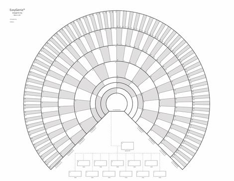 EasyGenie Fan Chart with Family Members (9 Generations, 267 Names