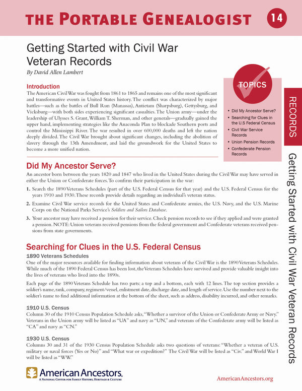 Portable Genealogist: Getting Started with Civil War Veteran Records