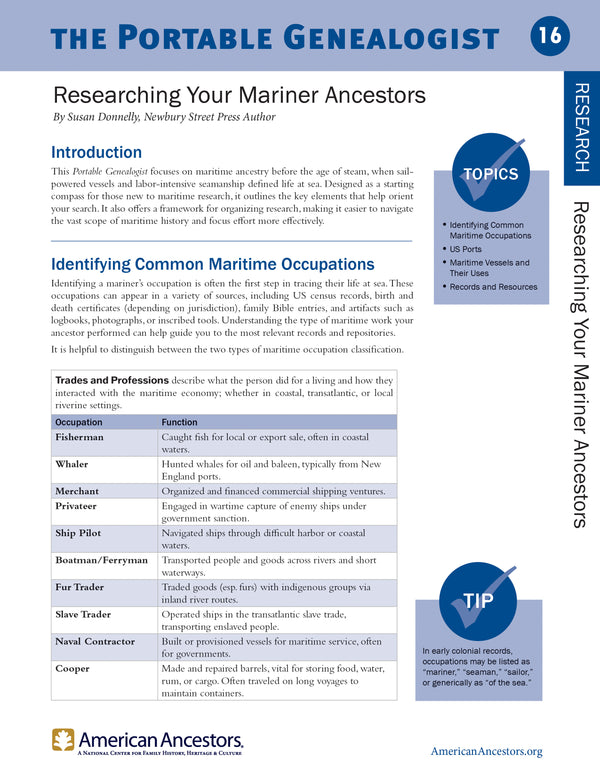 Portable Genealogist: Researching Your Mariner Ancestors