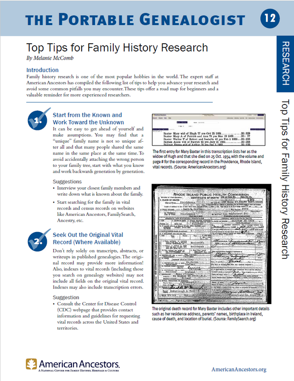 Portable Genealogist: Top Tips for Family History Research