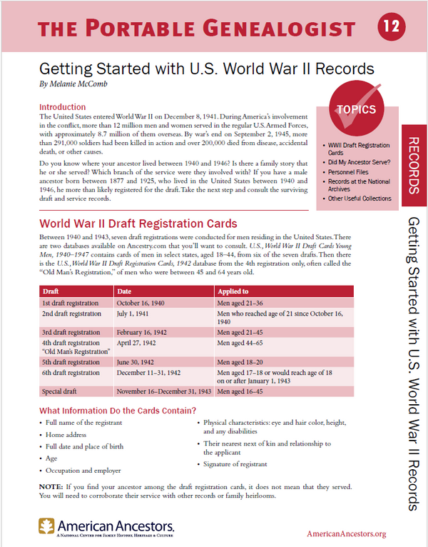 Portable Genealogist: Getting Started with U.S. WWII Records