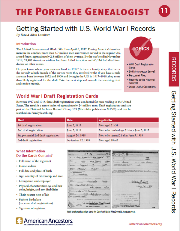 Portable Genealogist: Getting Started with U.S. WWI Records