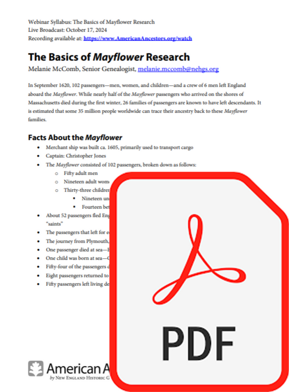 Webinar Syllabus: The Basics of Mayflower Research