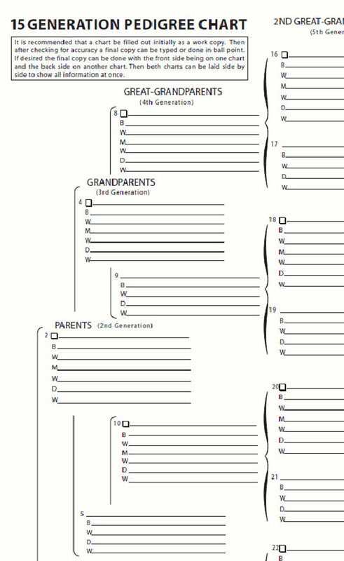 15 Generation Pedigree Chart, Blank Genealogy Forms for Family History  Ancestry