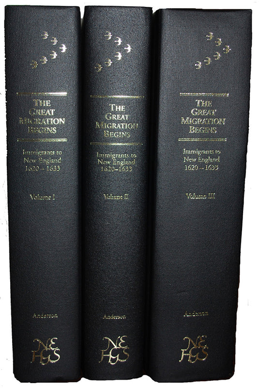 The Great Migration Begins  Immigrants to New England 1620-1633 (3 Volume Set)
