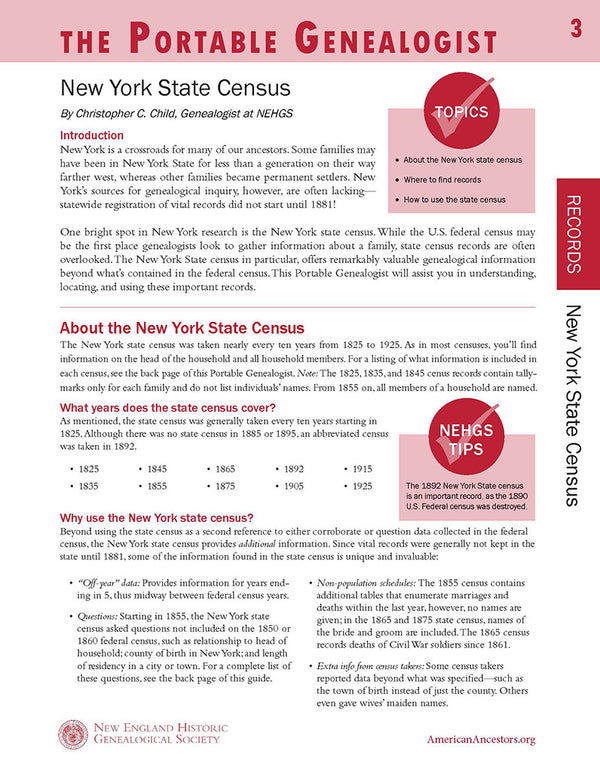 Portable Genealogist: New York State Census